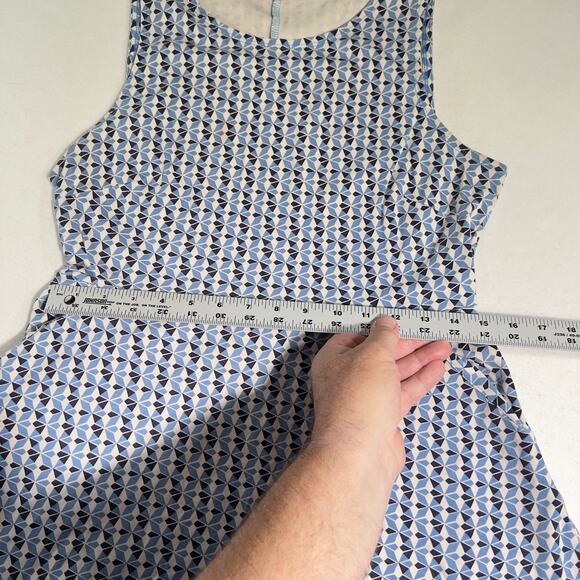 New York & Company Sun Dress Woman's Medium Sleeveless Blue Geometric All Over - Picture 7 of 12
